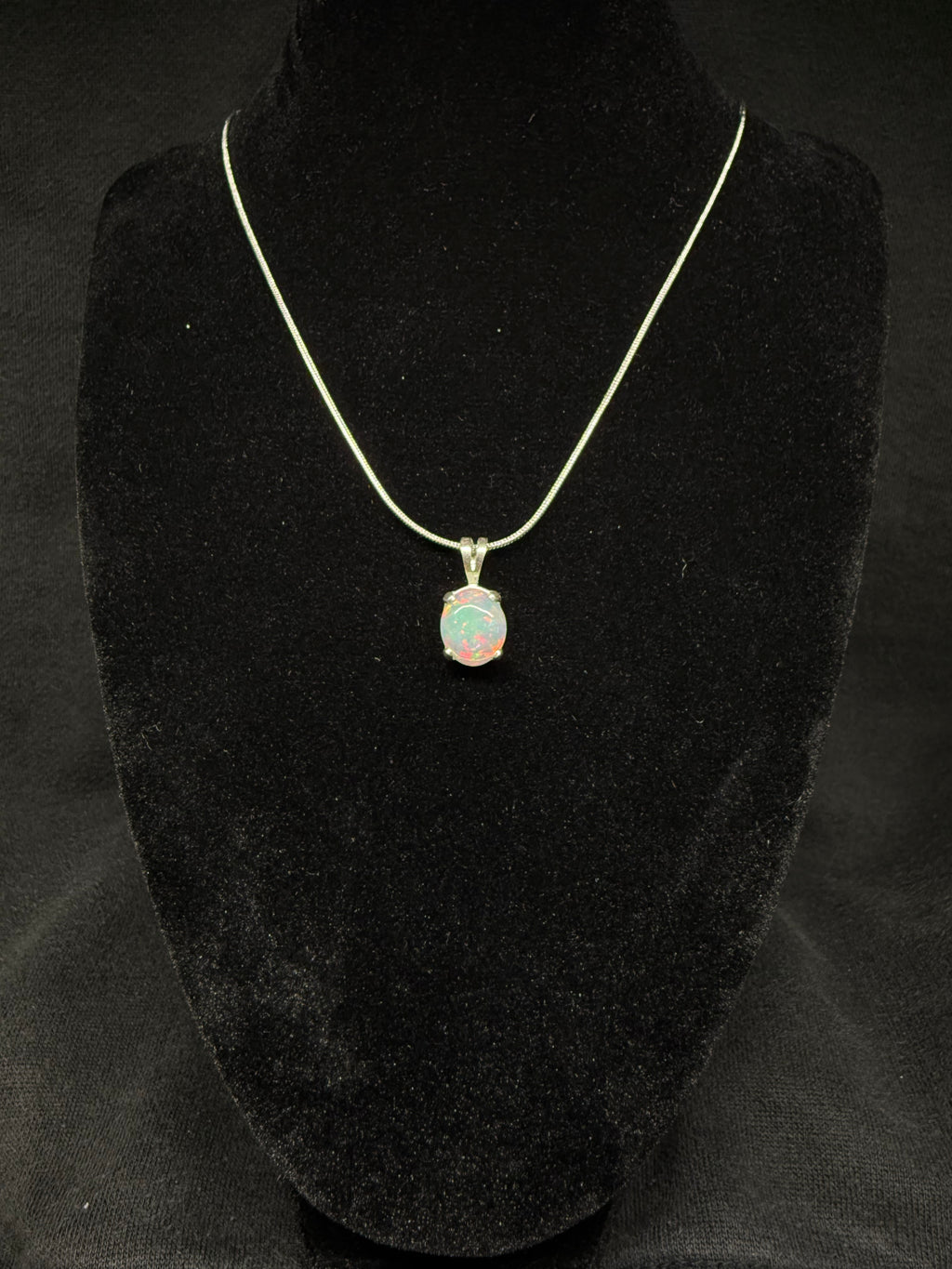 Silver Oval Ethiopian Opal Pendant