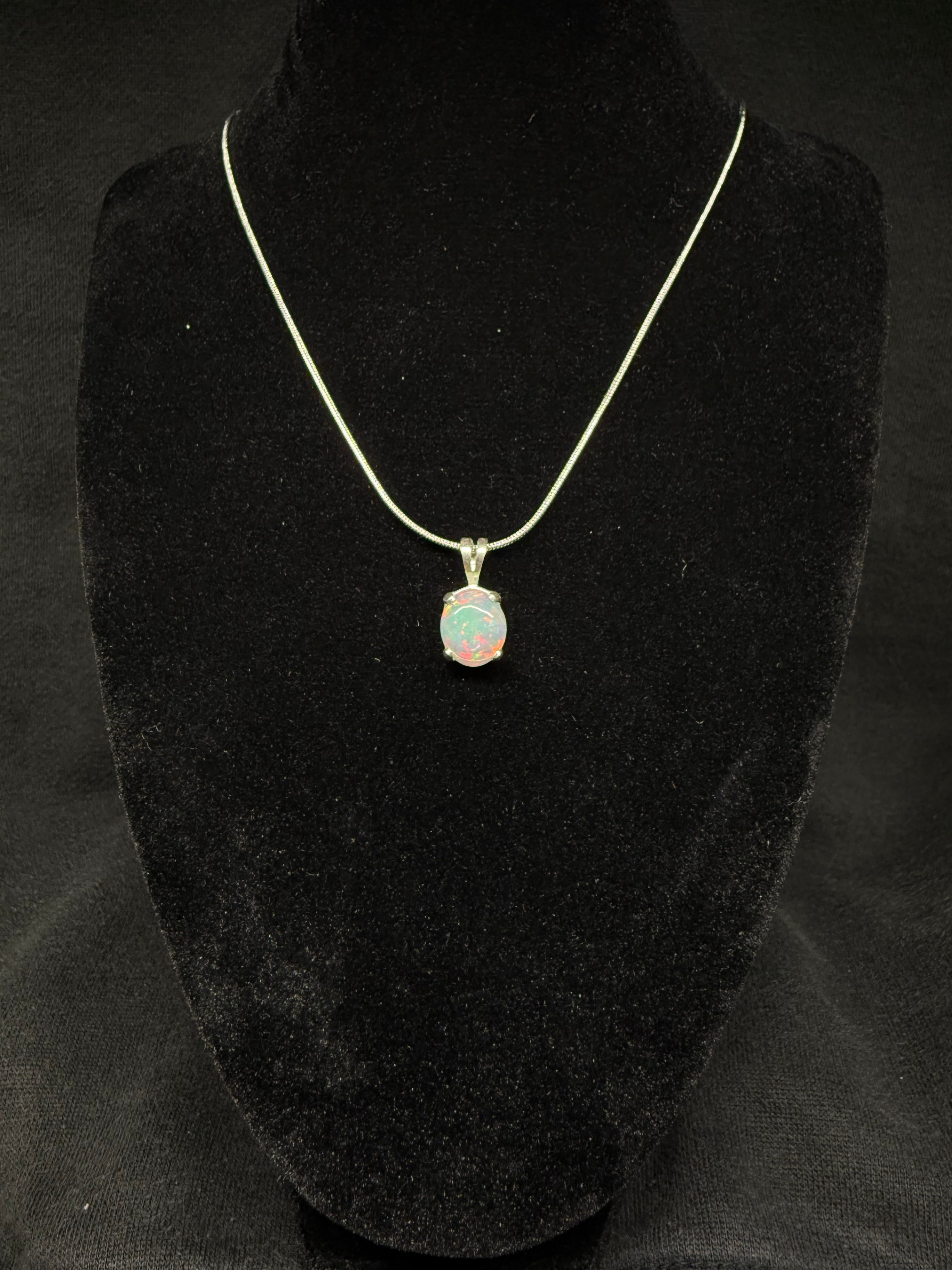 Silver Oval Ethiopian Opal Pendant