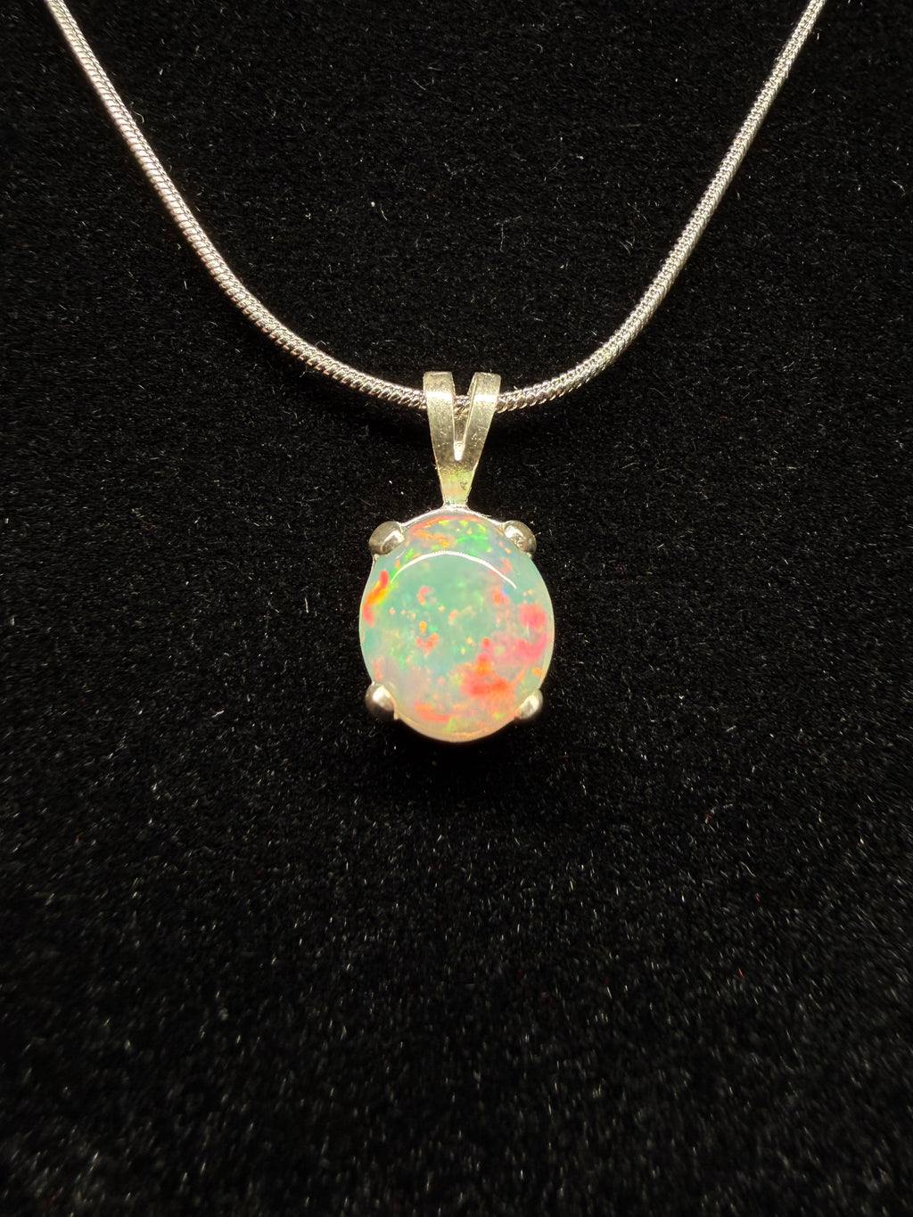 Silver Oval Ethiopian Opal Pendant