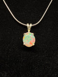 Silver Oval Ethiopian Opal Pendant