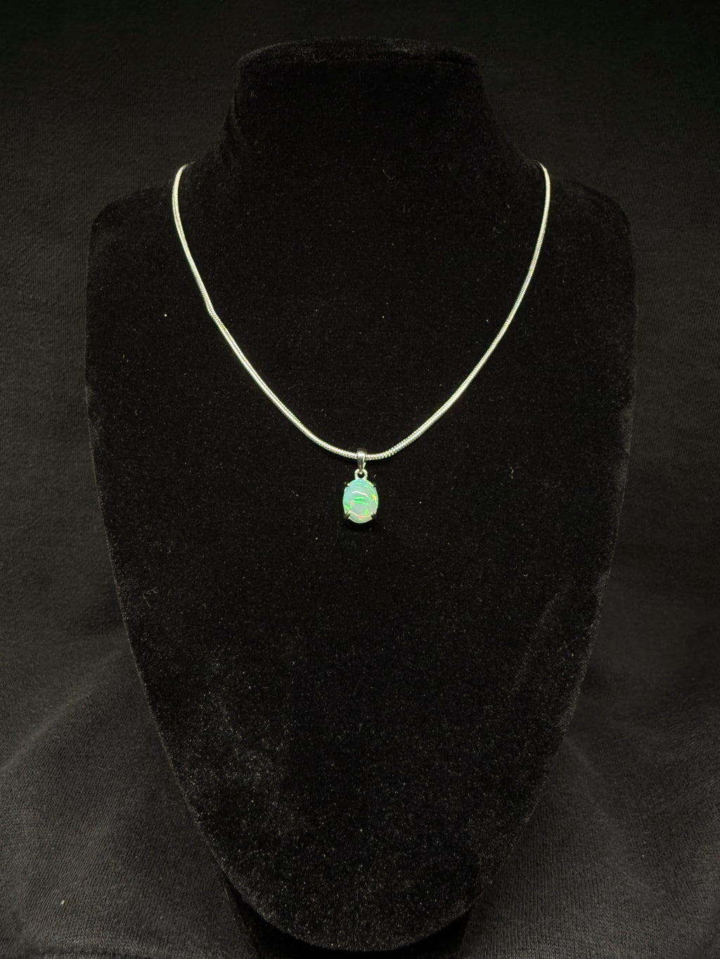 Silver Oval Ethiopian Opal Pendant