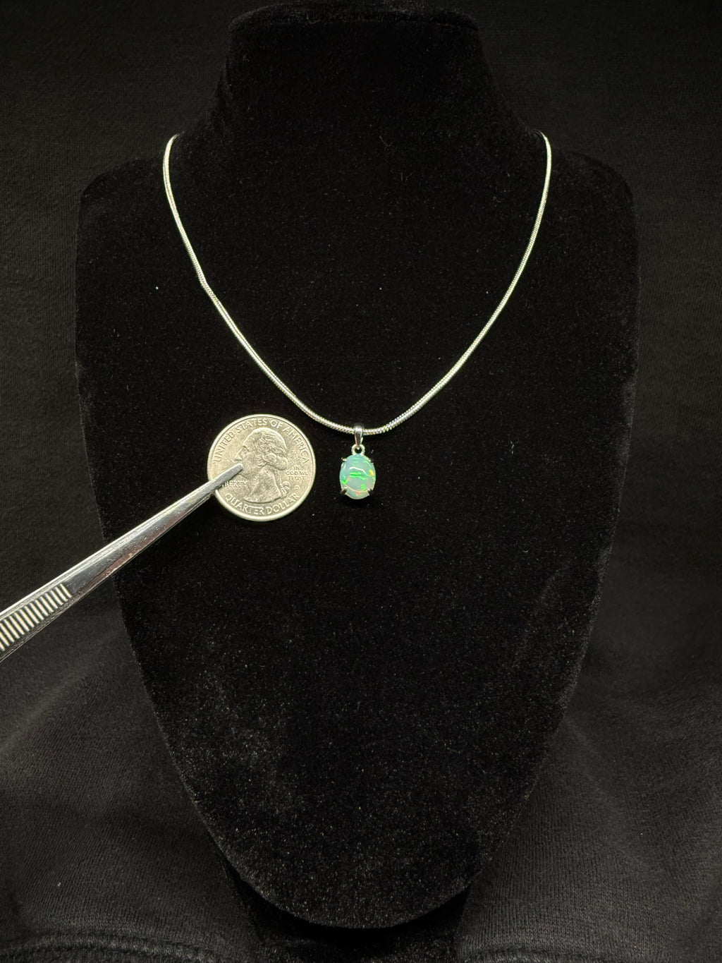 Silver Oval Ethiopian Opal Pendant