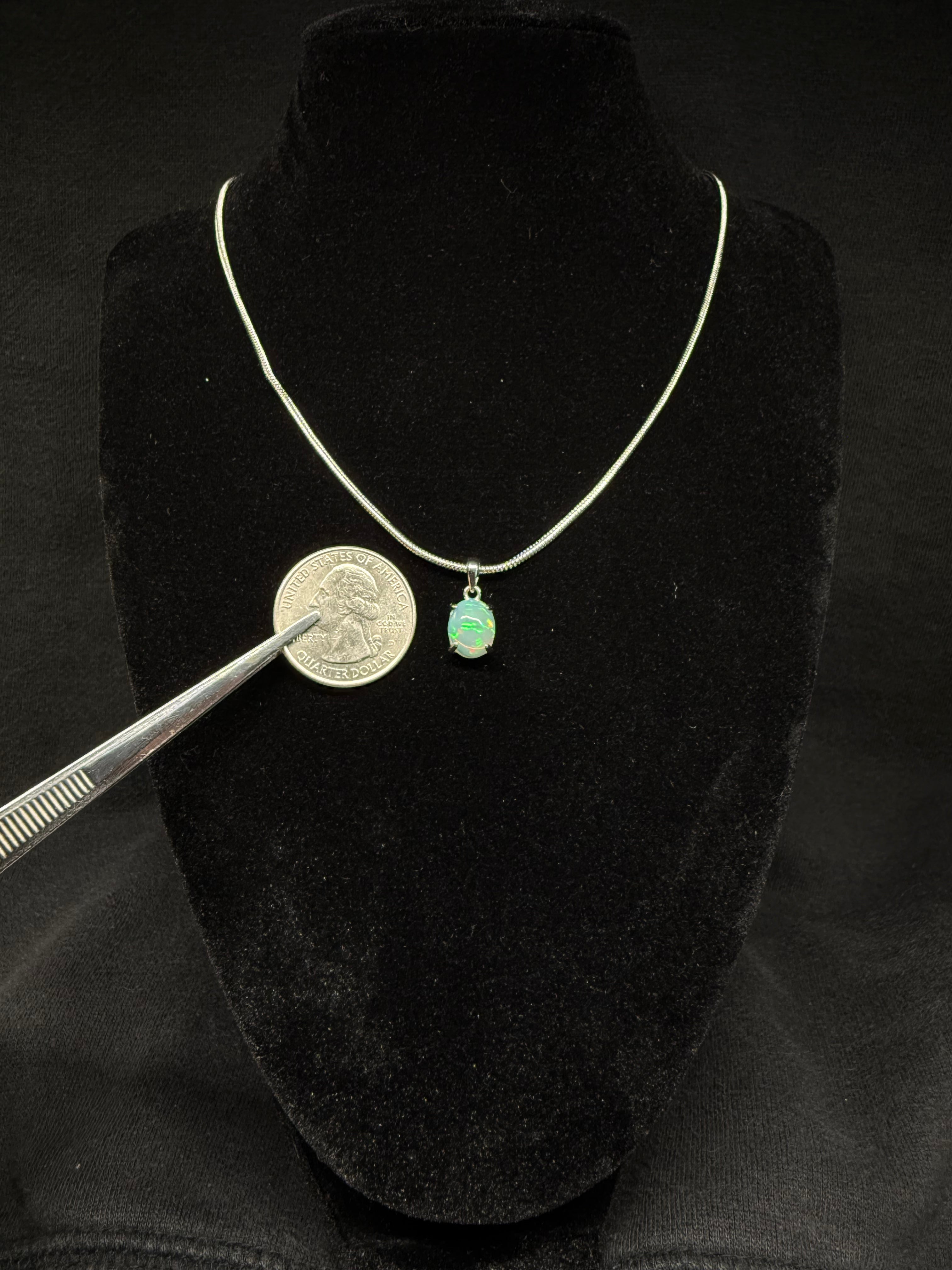Silver Oval Ethiopian Opal Pendant