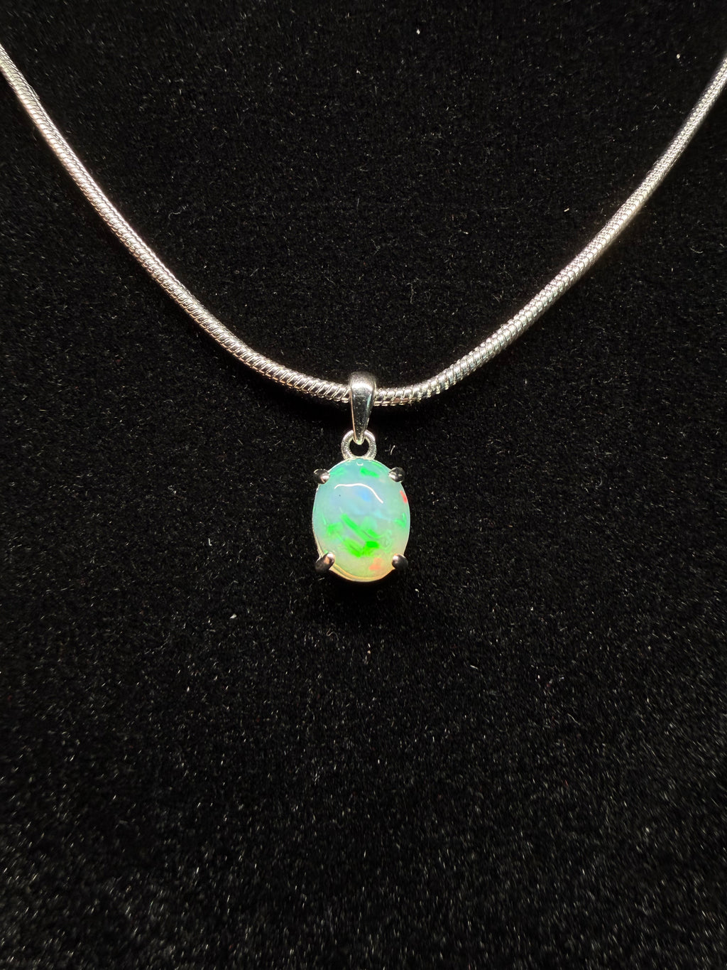 Silver Oval Ethiopian Opal Pendant
