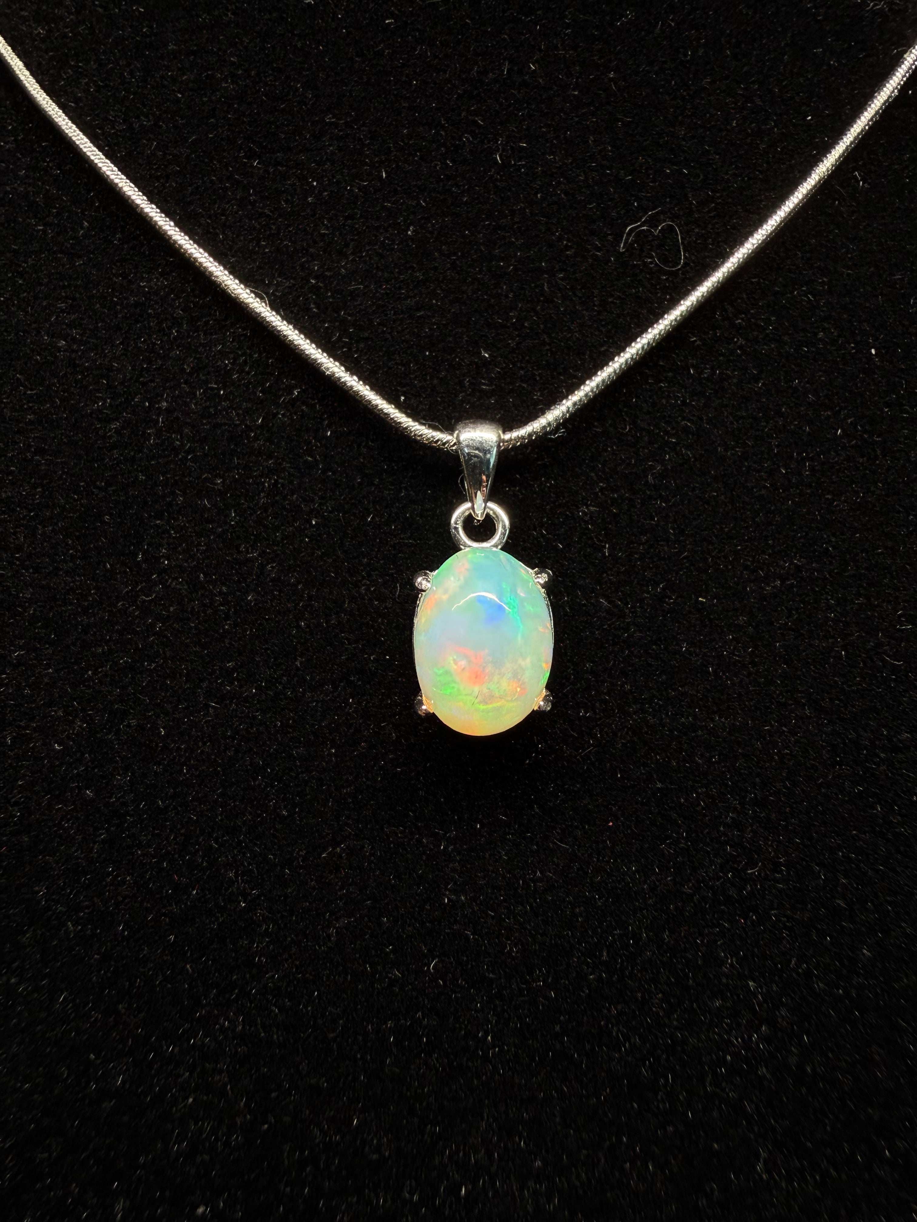 Oval Ethiopian Opal Pendant