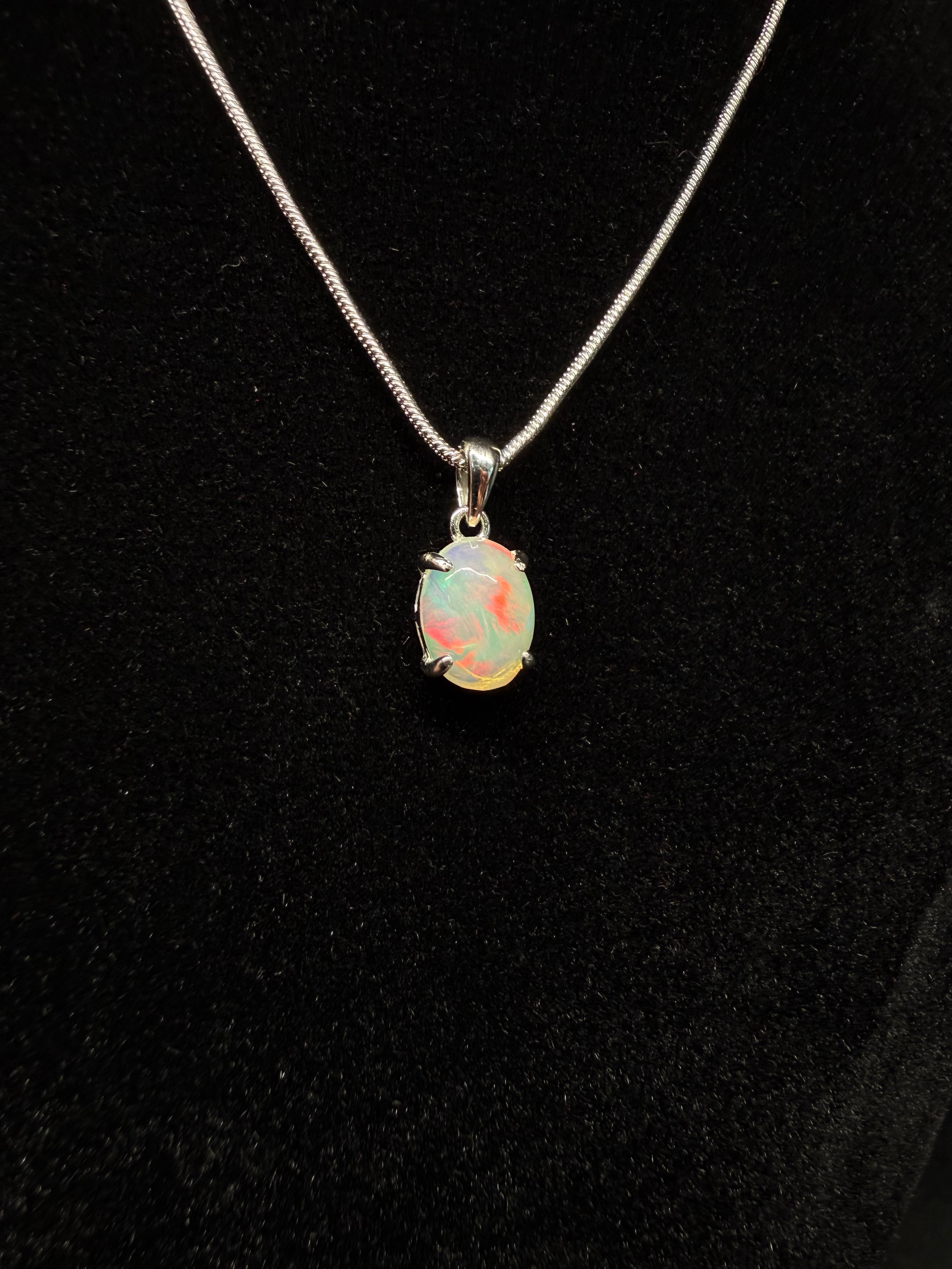 Oval Ethiopian Opal Pendant