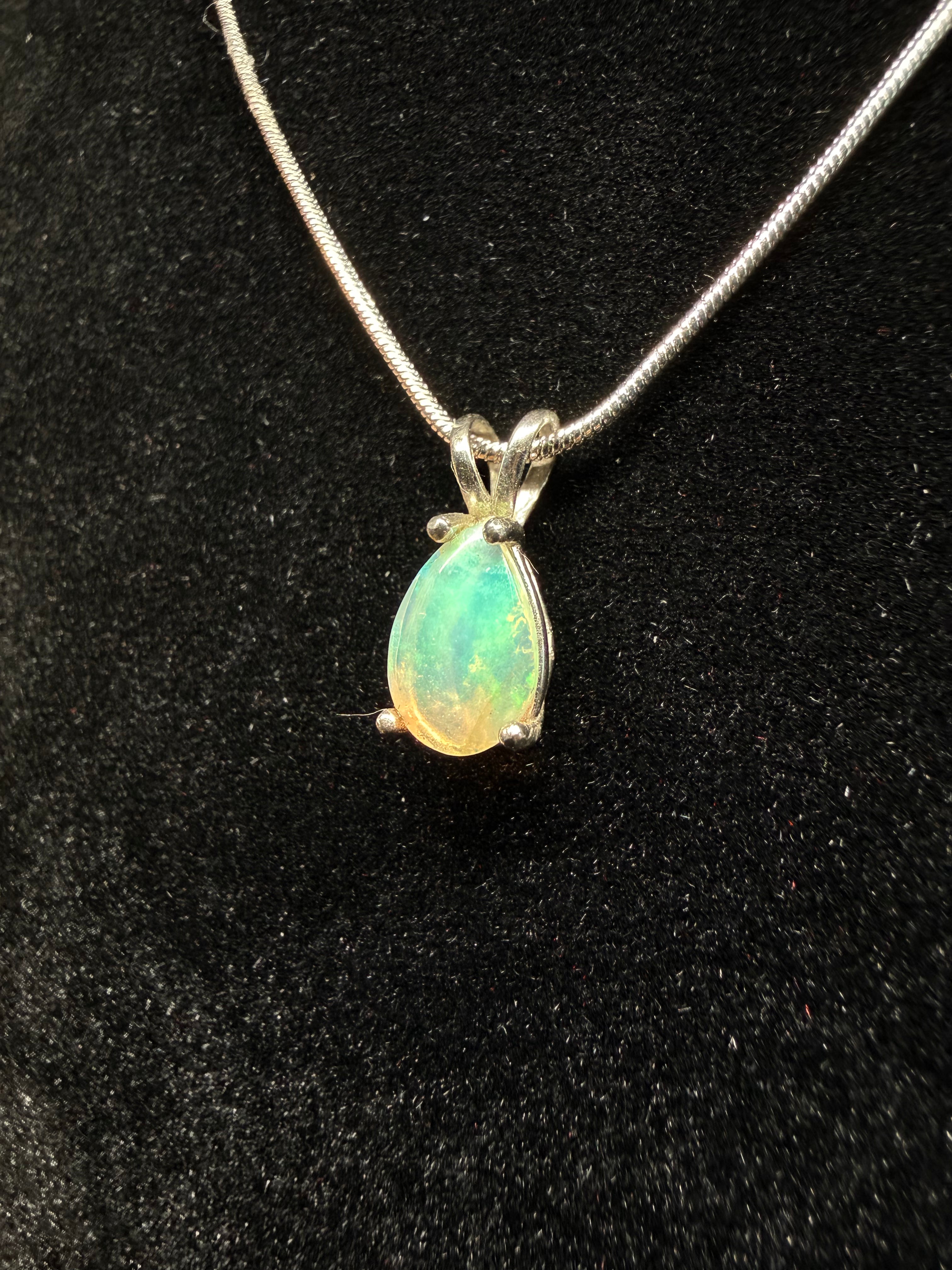 Tear Drop Ethiopian Opal Pendant
