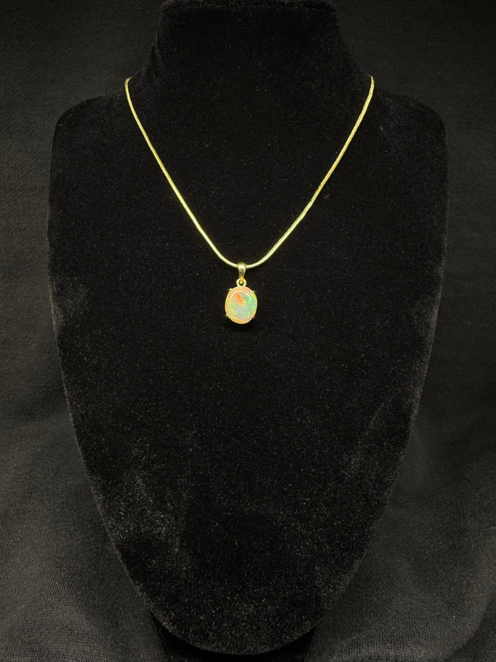 Oval Ethiopian Opal Gold Plated Pendant