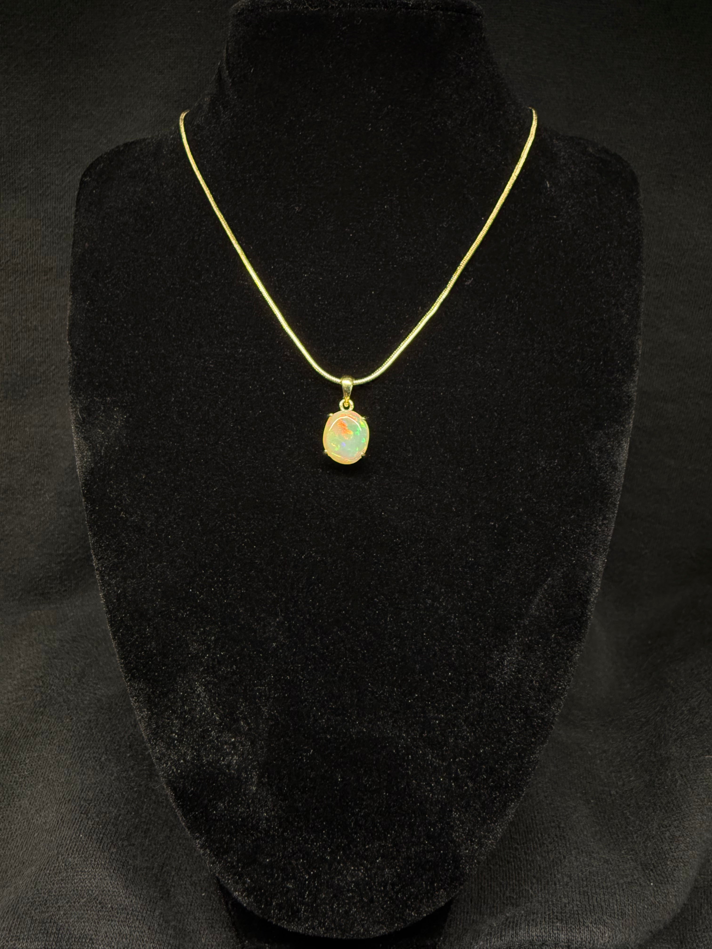 Oval Ethiopian Opal Gold Plated Pendant
