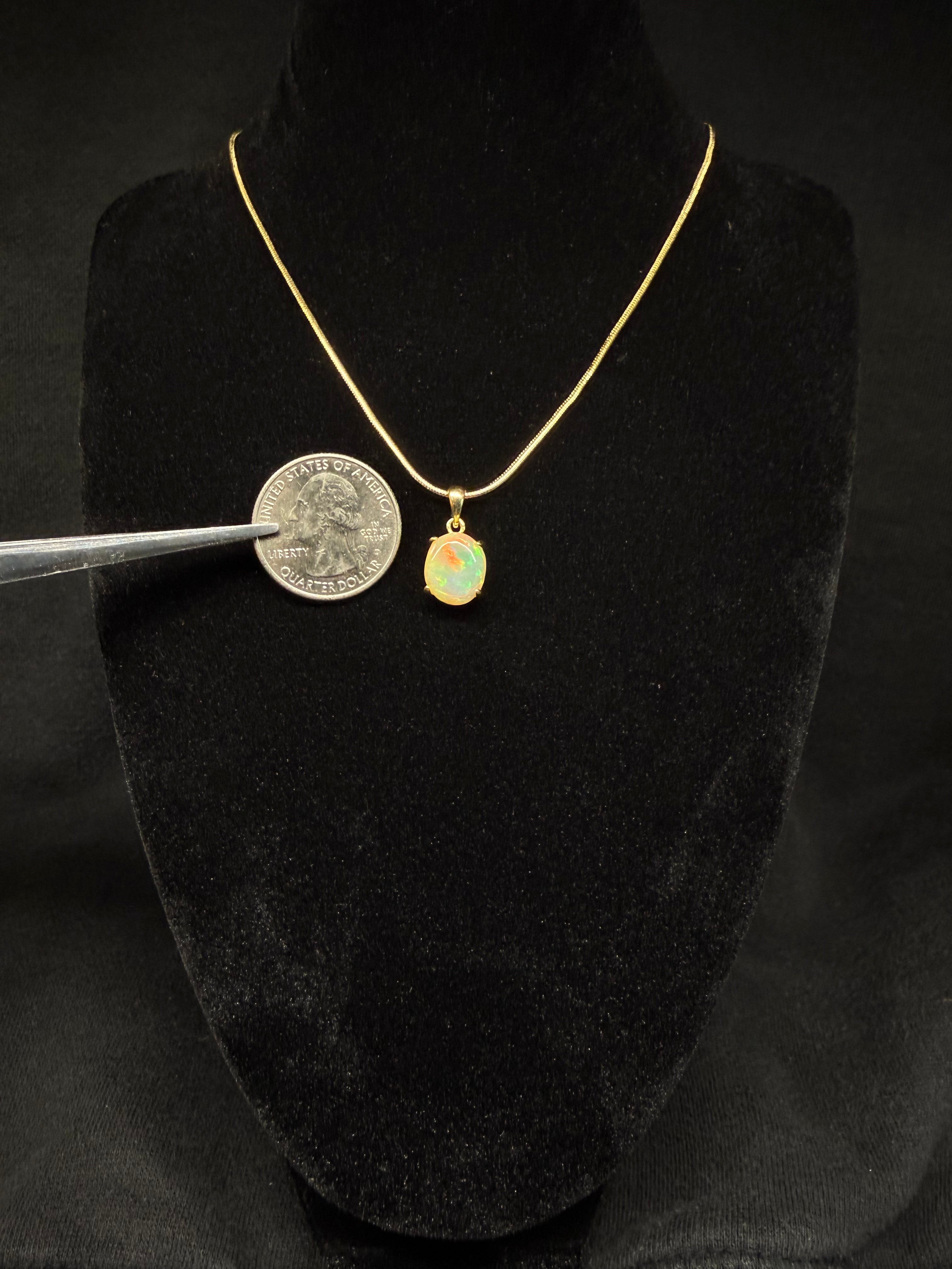 Oval Ethiopian Opal Gold Plated Pendant