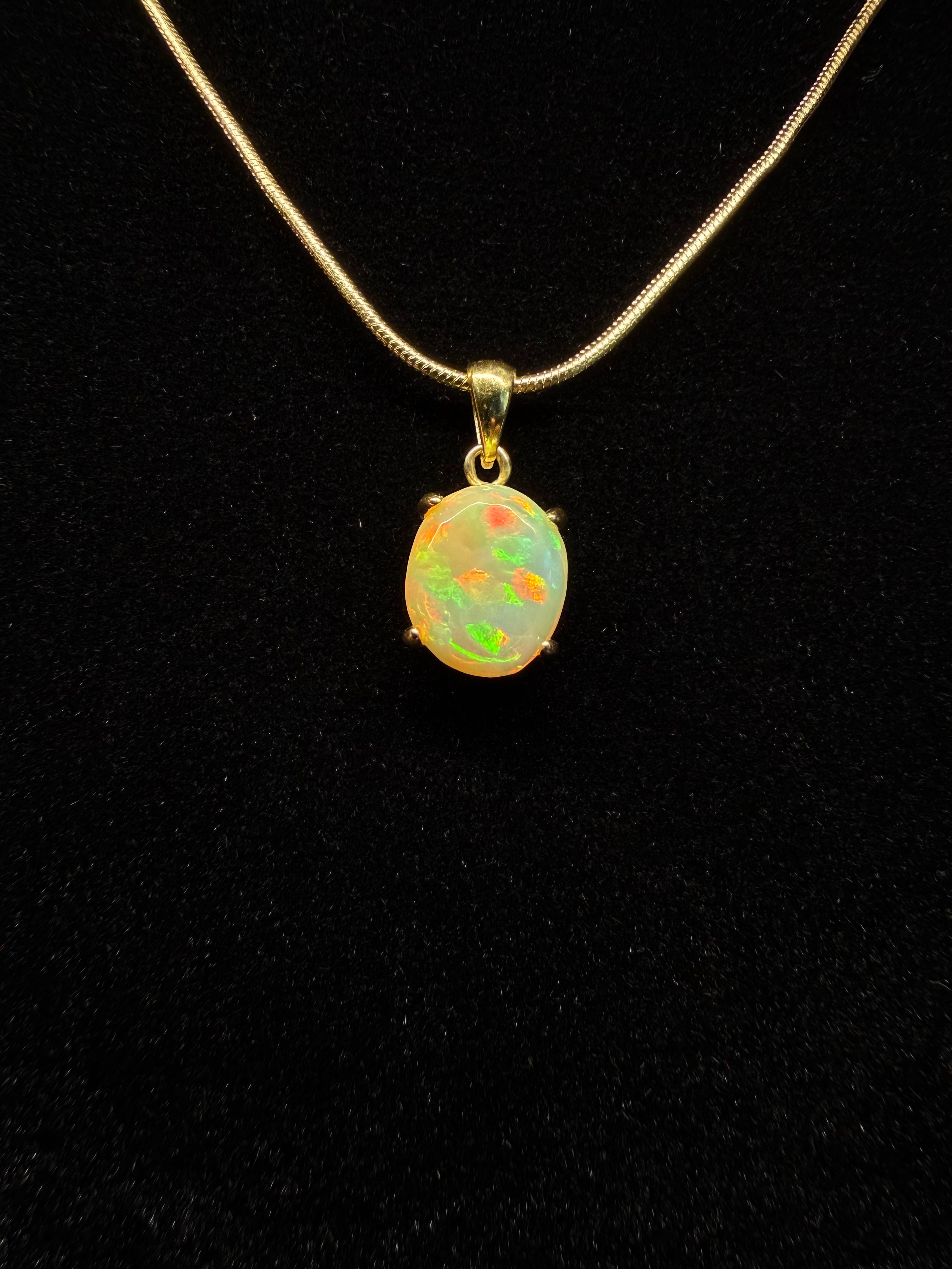 Oval Ethiopian Opal Gold Plated Pendant