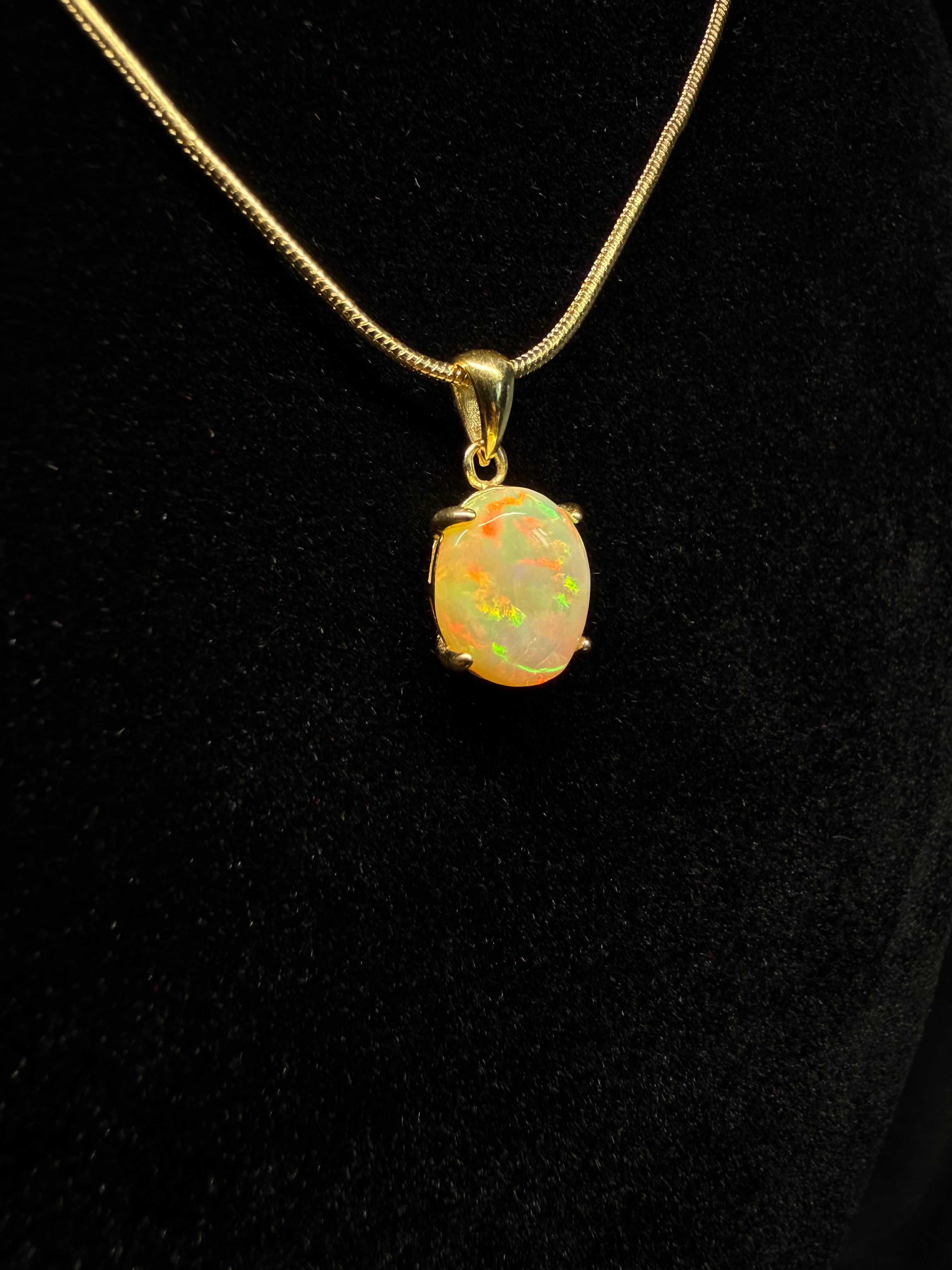 Oval Ethiopian Opal Gold Plated Pendant