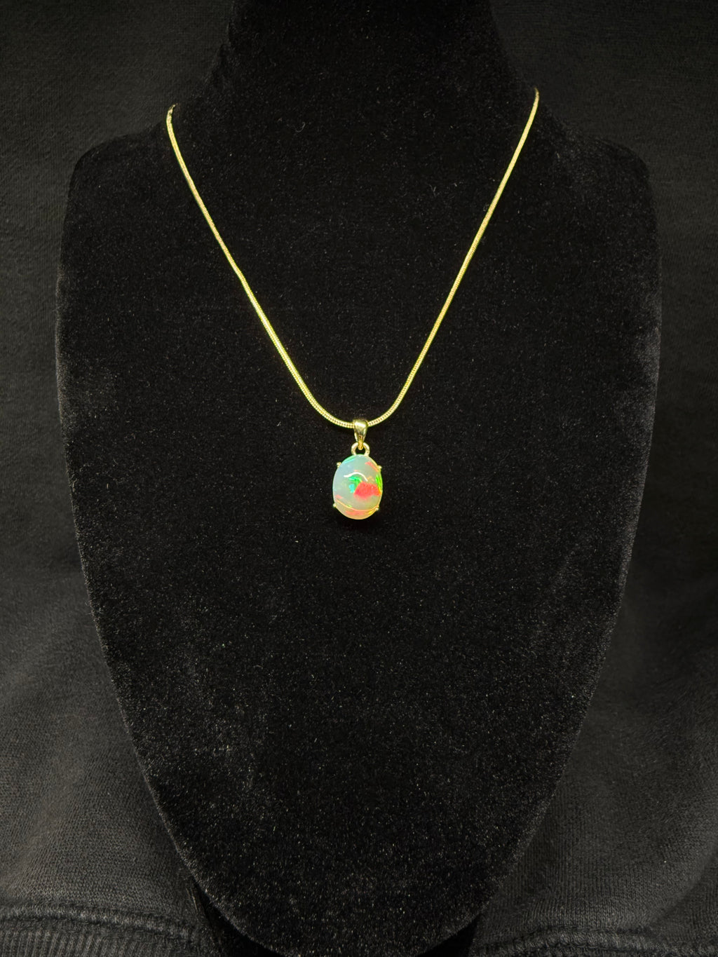 Oval Ethiopian Opal Gold Plated Pendant