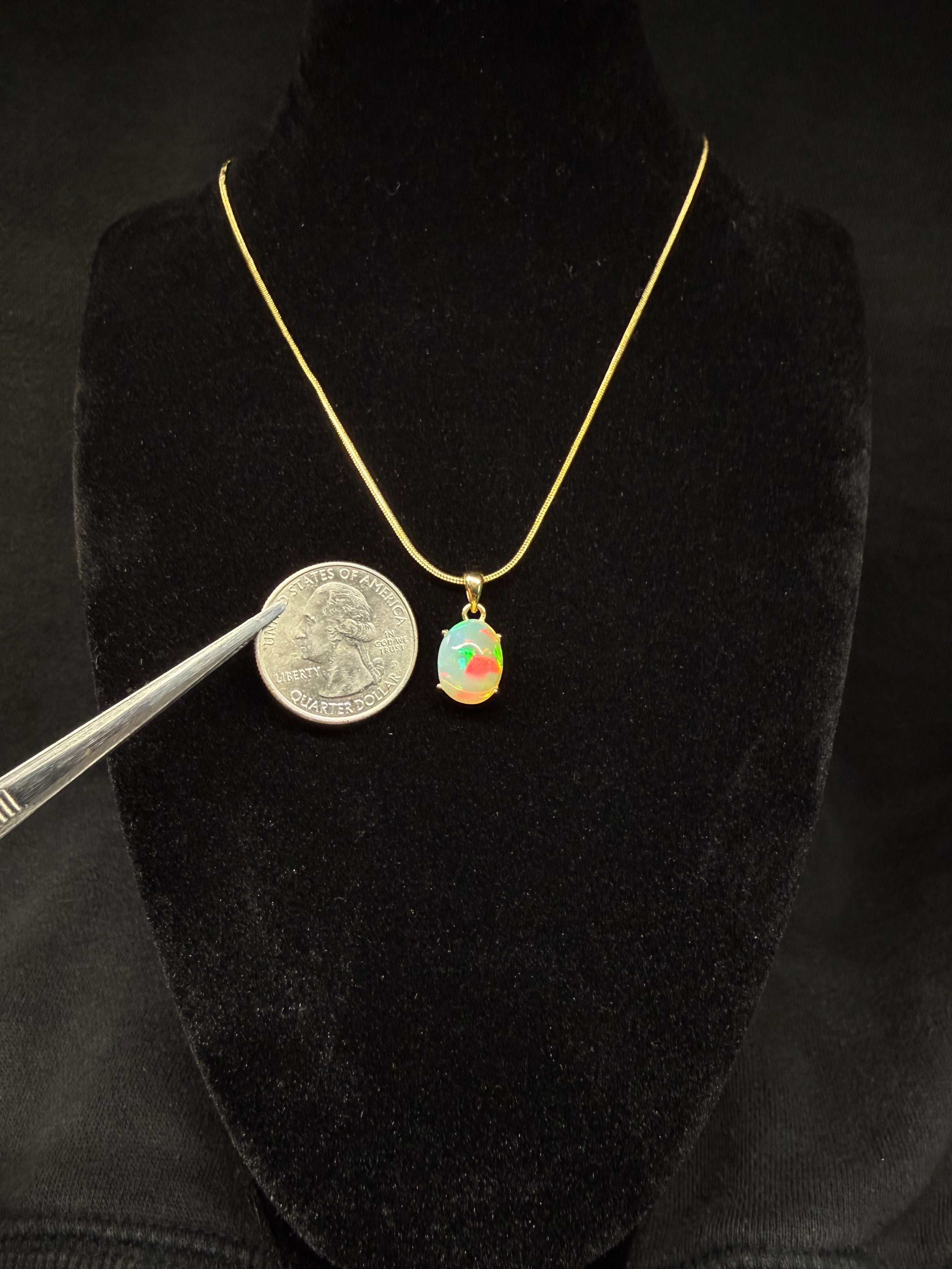 Oval Ethiopian Opal Gold Plated Pendant