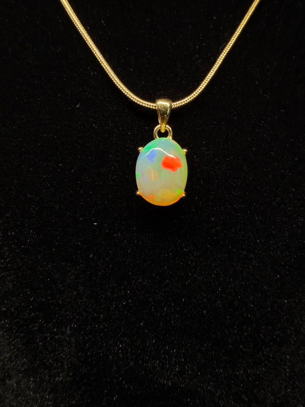 Oval Ethiopian Opal Gold Plated Pendant
