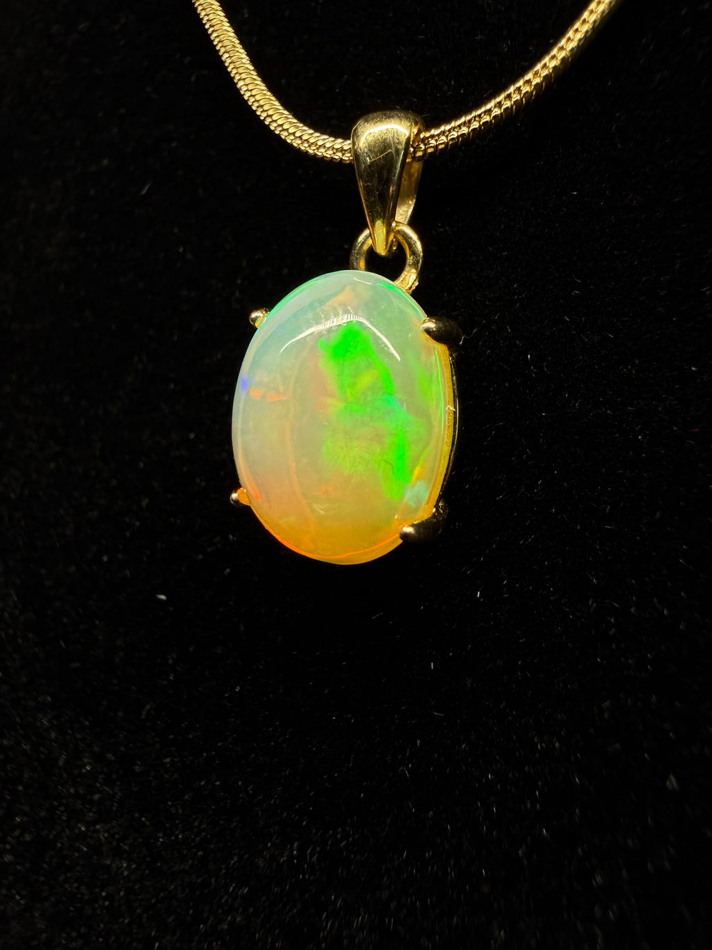 Oval Ethiopian Opal Gold Plated Pendant