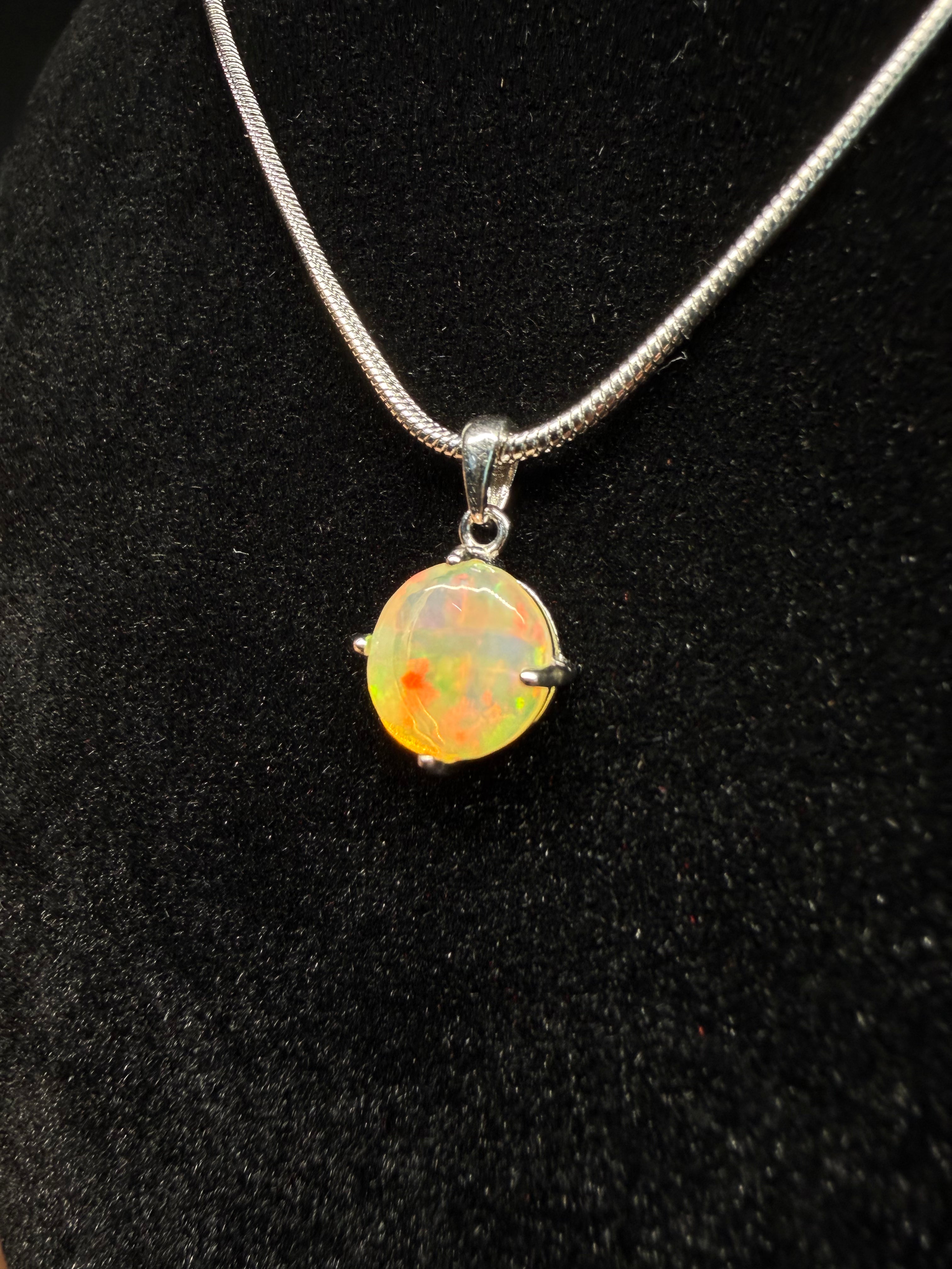 Circular Ethiopian Opal Pendant