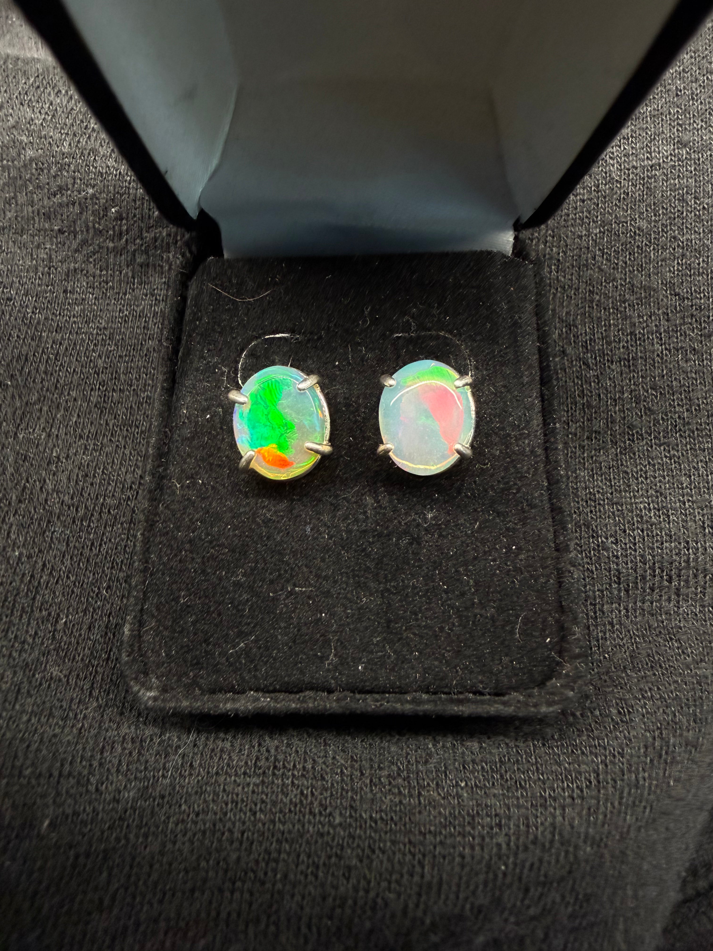 Ethiopian Opal Stud Earrings