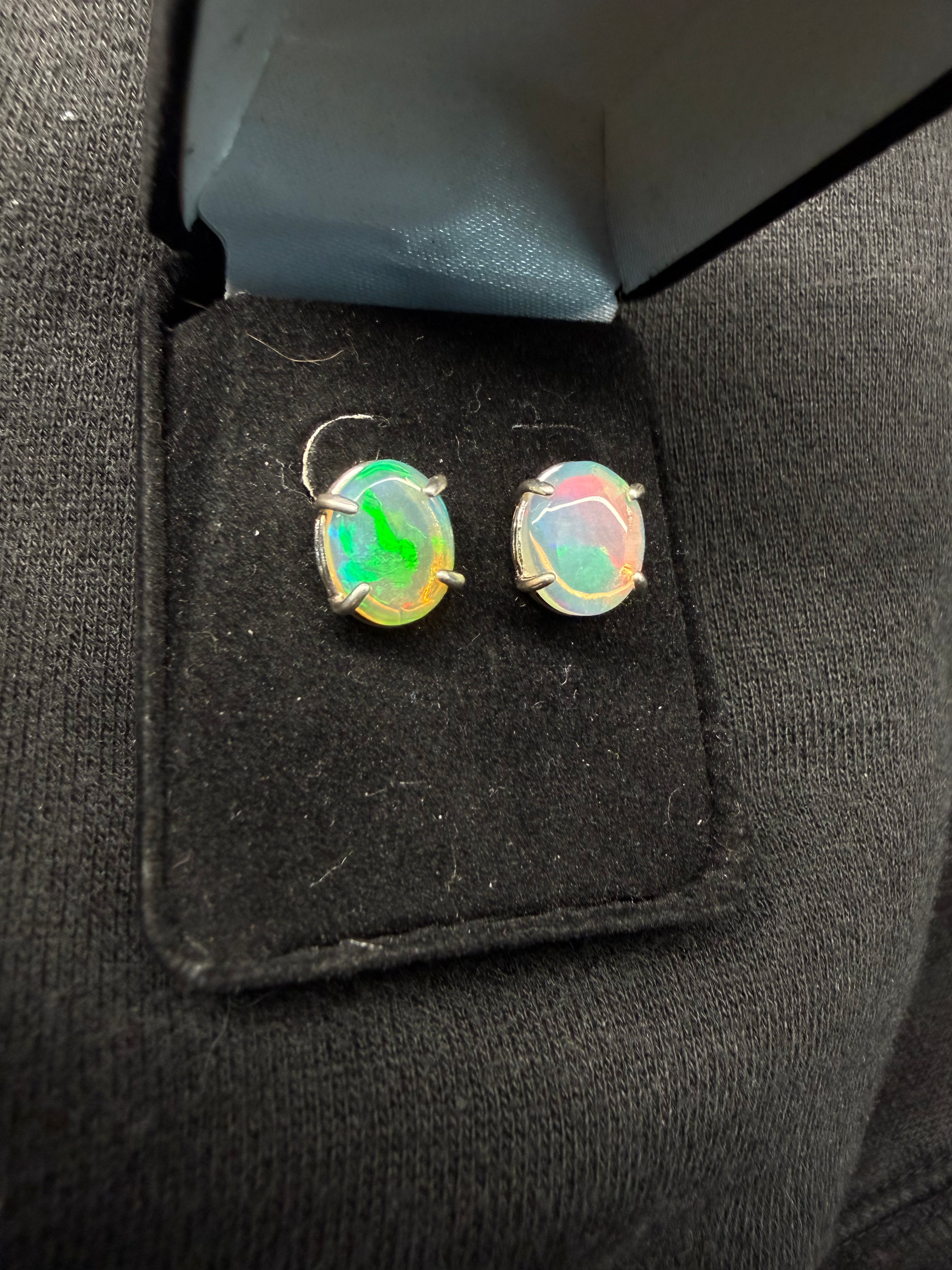 Ethiopian Opal Stud Earrings