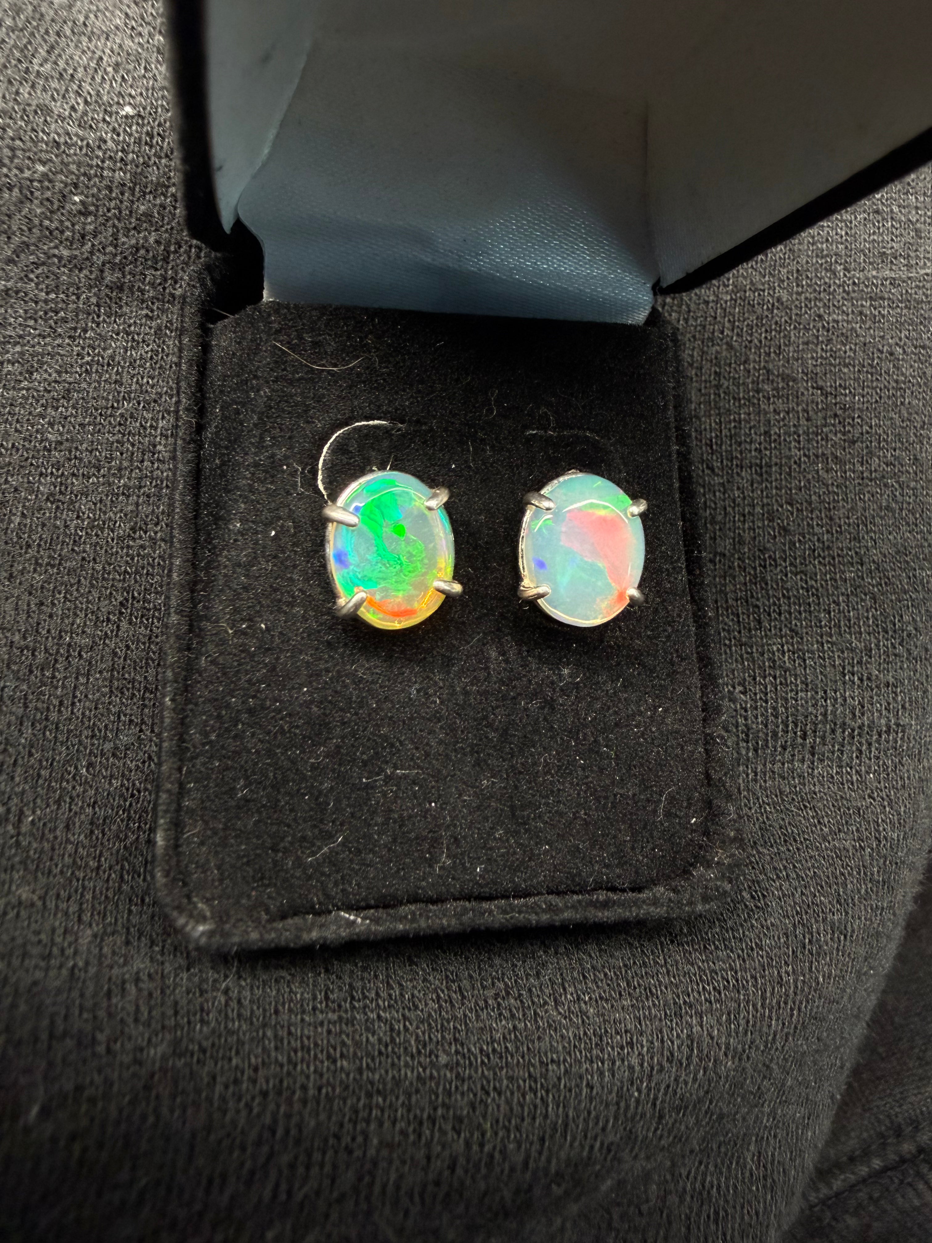 Ethiopian Opal Stud Earrings