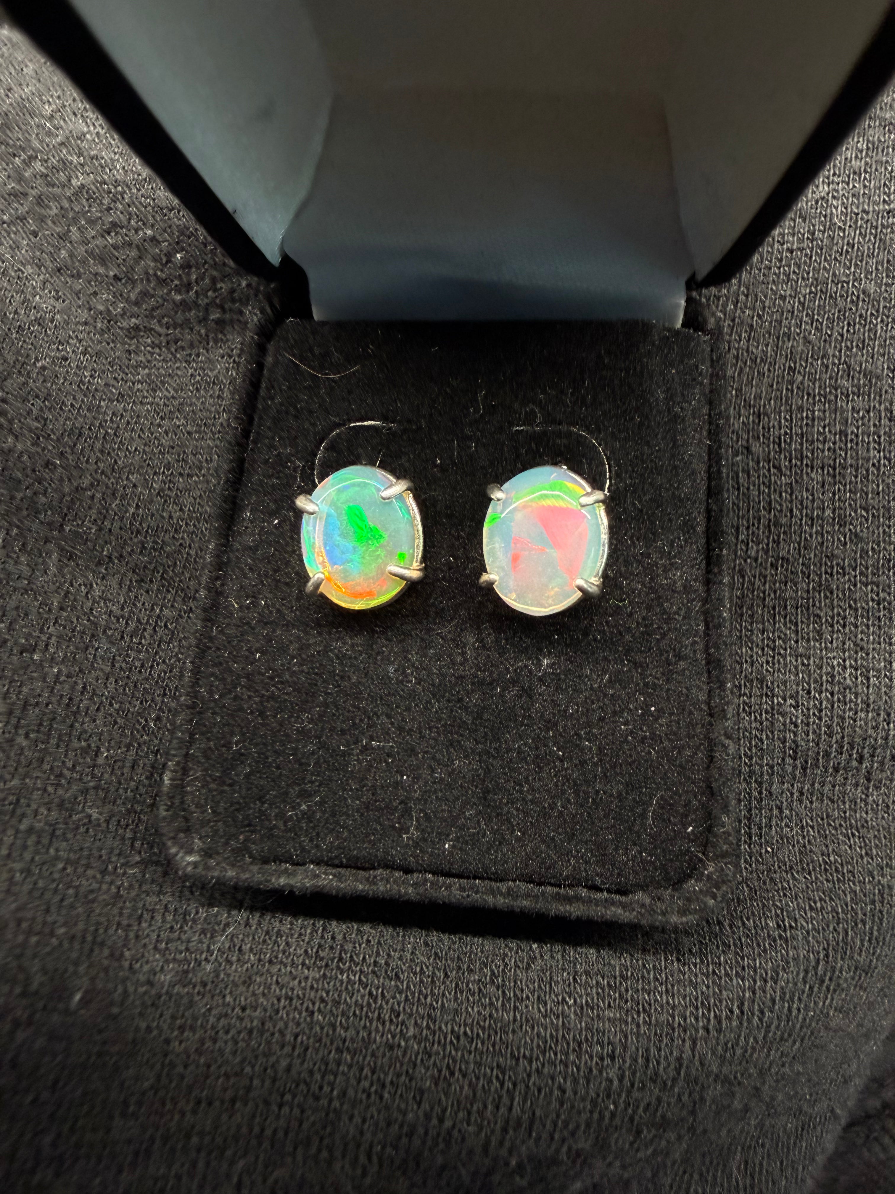 Ethiopian Opal Stud Earrings