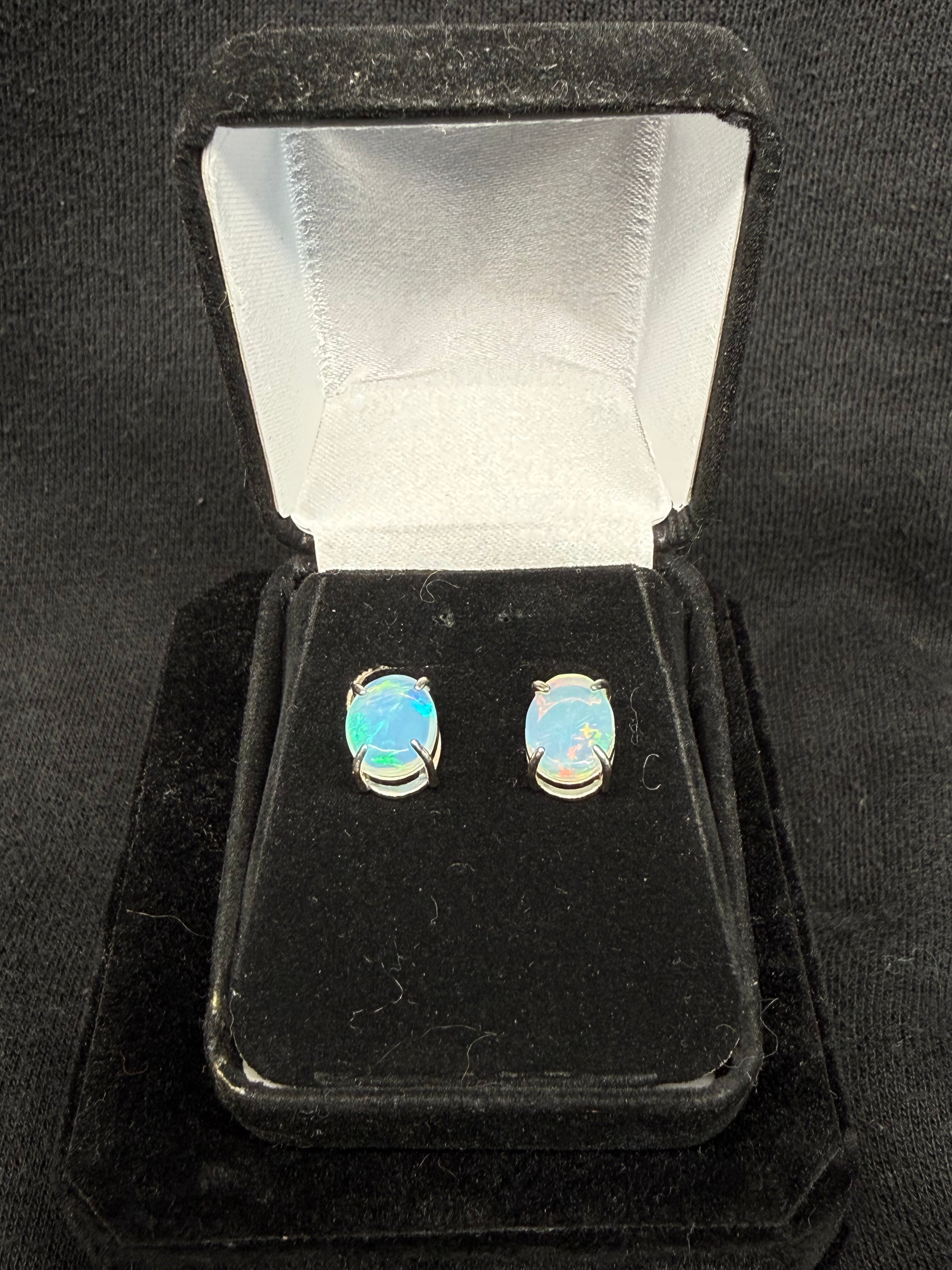 Oval Stud Ethiopian Opal Earrings