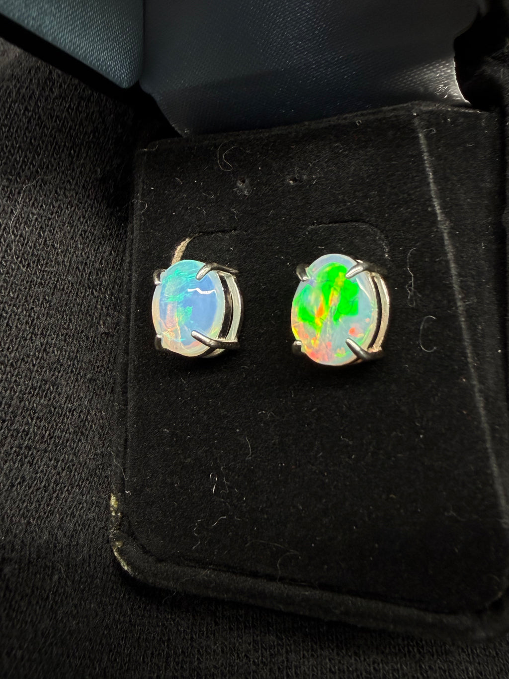Oval Stud Ethiopian Opal Earrings
