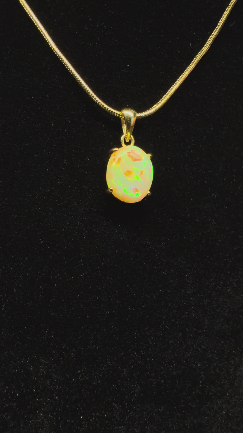 Oval Ethiopian Opal Gold Plated Pendant