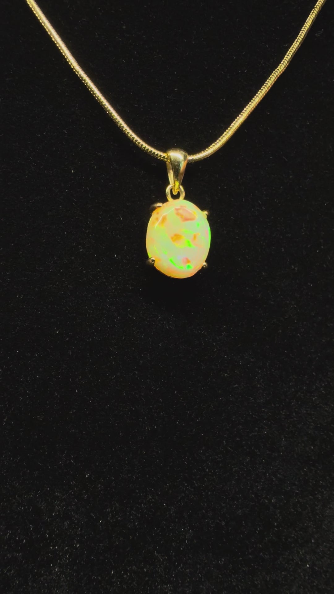 Oval Ethiopian Opal Gold Plated Pendant