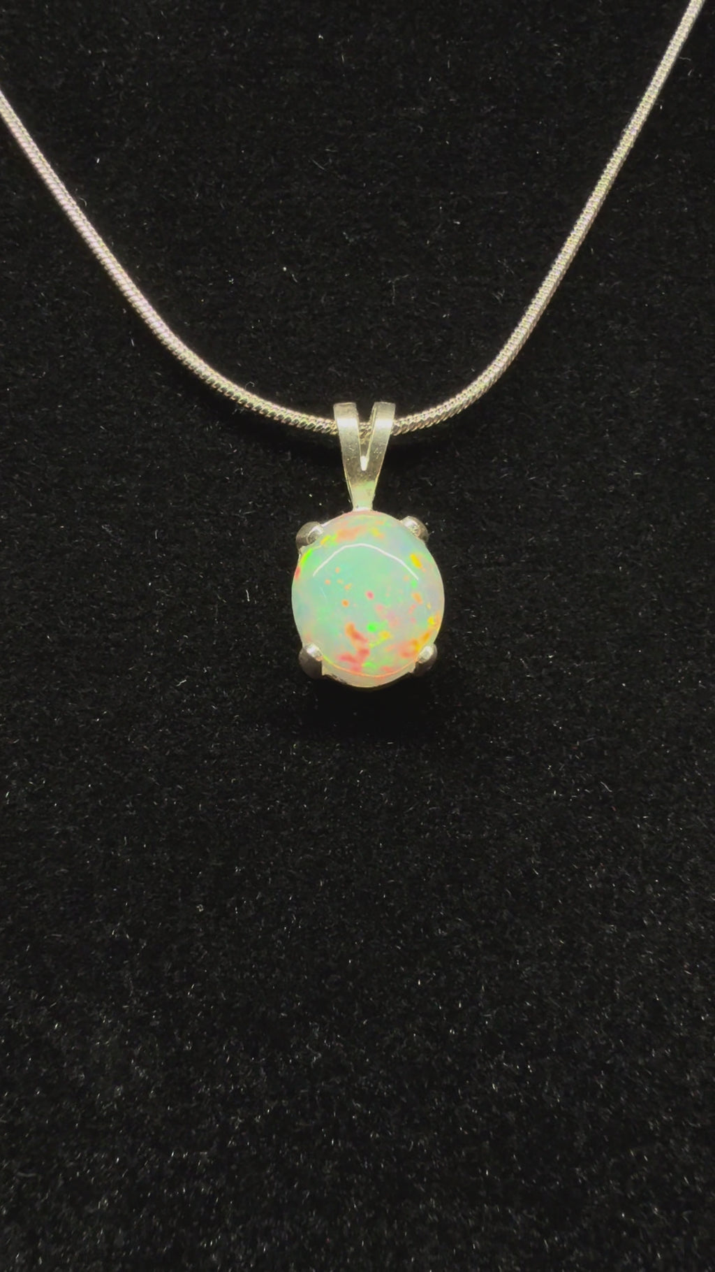 Silver Oval Ethiopian Opal Pendant