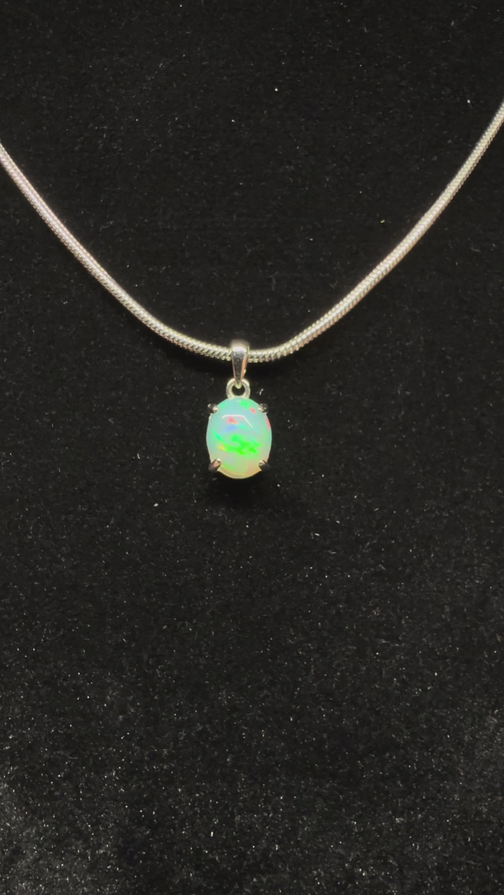 Silver Oval Ethiopian Opal Pendant