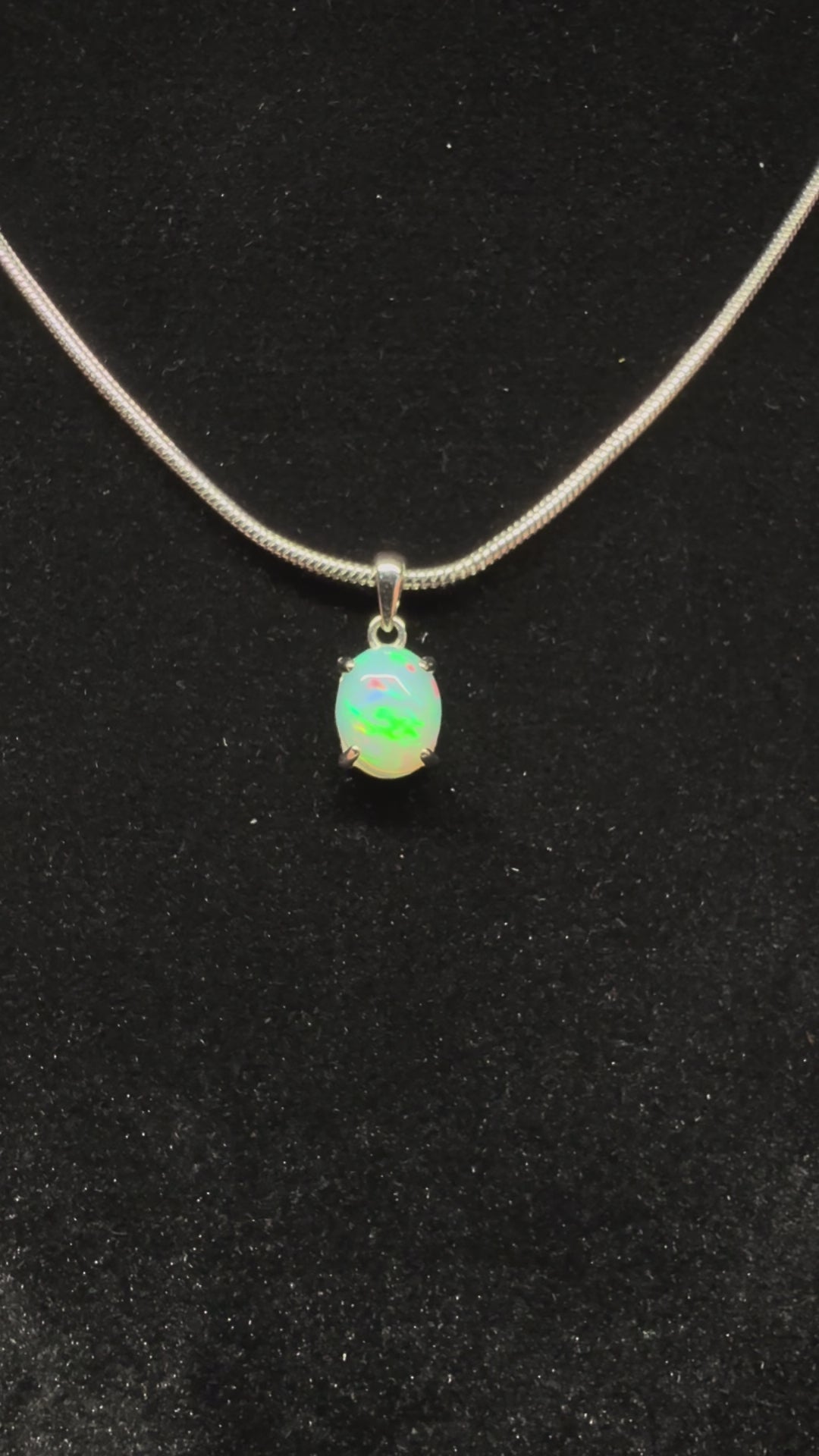 Silver Oval Ethiopian Opal Pendant