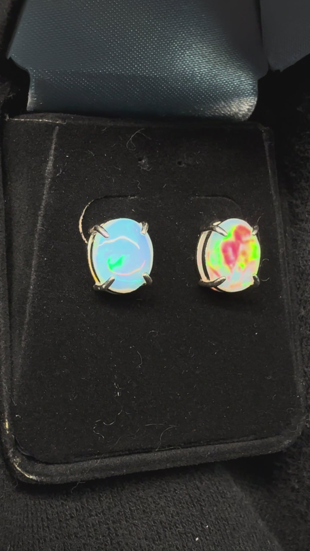 Oval Stud Ethiopian Opal Earrings