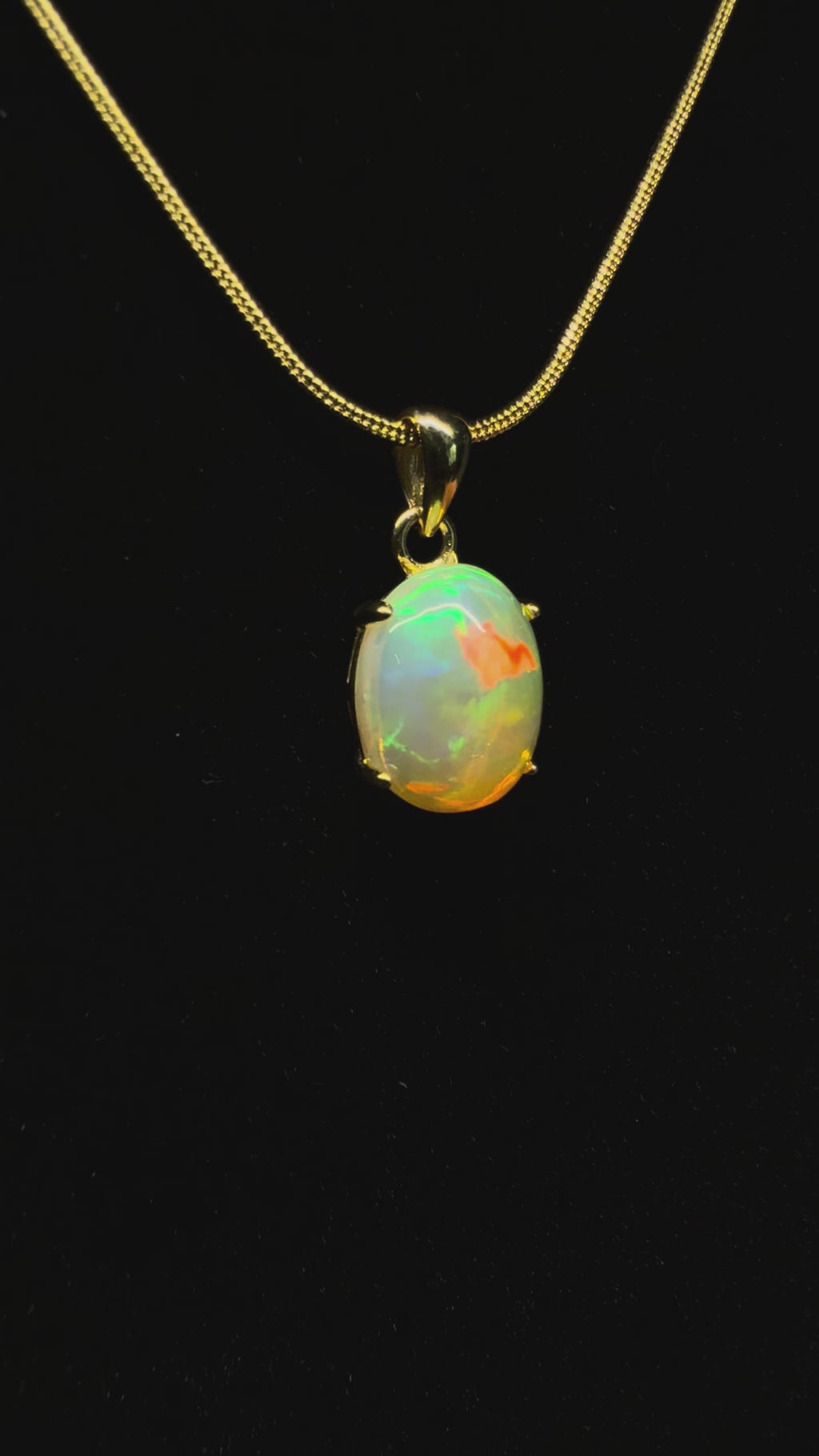 Oval Ethiopian Opal Gold Plated Pendant